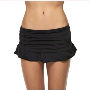 Skye Y2K Style Super Low Rise Swim Skirt Skort Bikini Bottom Eggplant Small